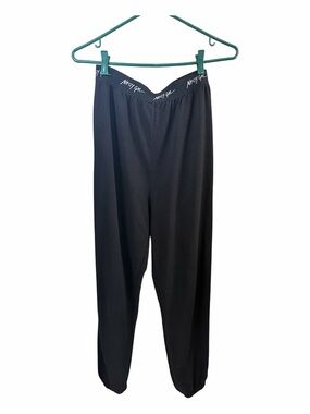 Nasty Gal Black Logo Elastic Waist Track Pants